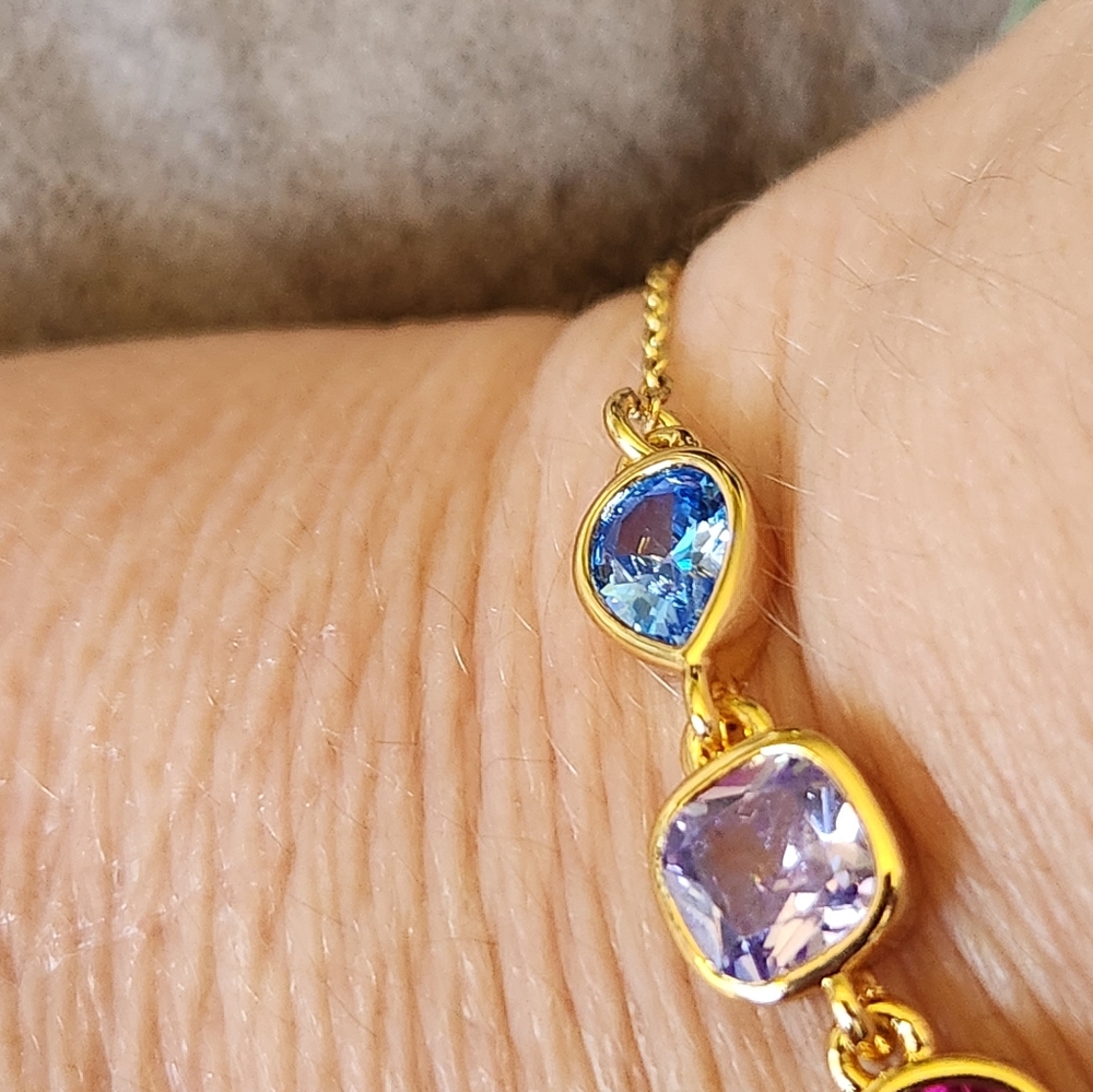 Kate Spade Bracelet Gold Brass Multicolored Cubic Zirconia NWT - Picture 4 of 7